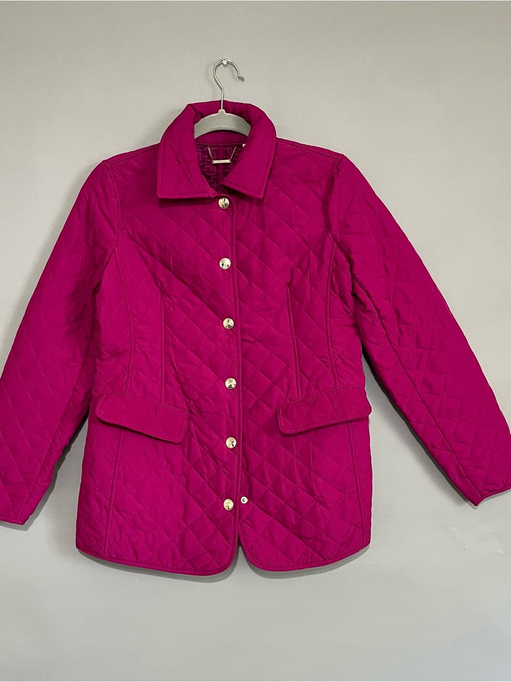 Chico's Quilted Magenta Jacket with Button Front Size 0